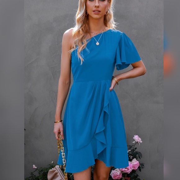 LAST! Yours Truly One Shoulder Dress - Picture 2 of 6